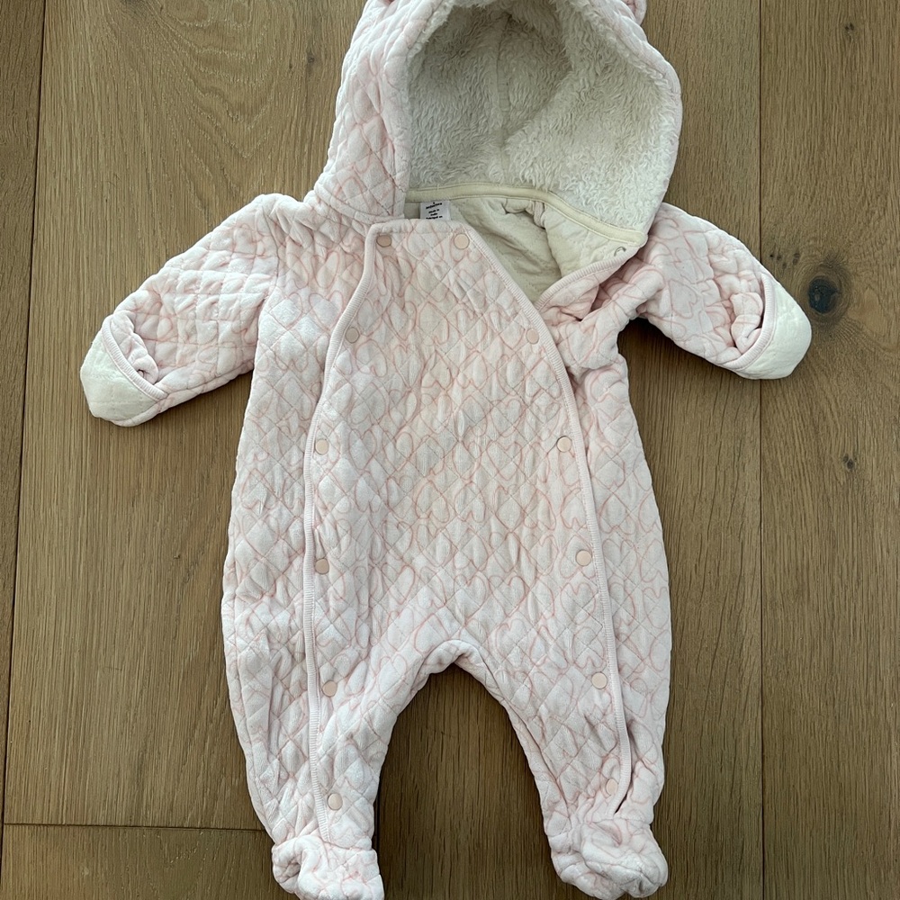 Nordstrom Quilted Light Pink Hooded Footie